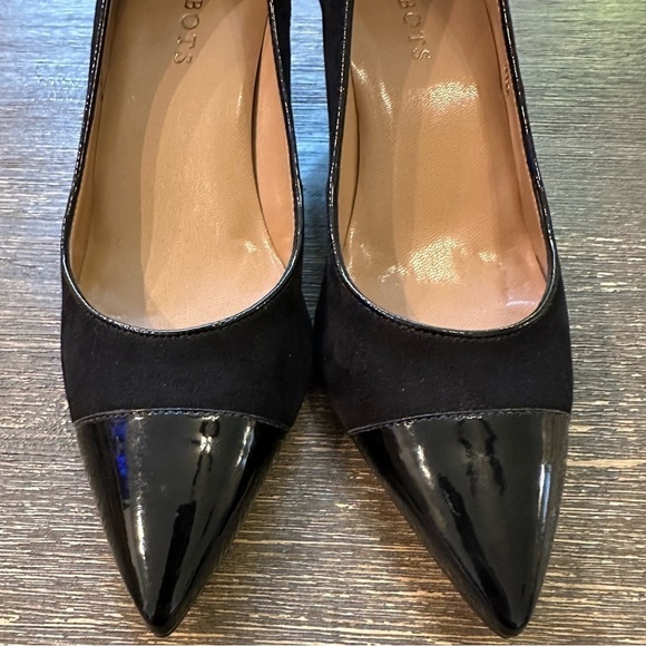 TALBOTS Diane Black Suede & Patent Leather Kitten Heel Pump 7.5 AA Narrow - Picture 7 of 8